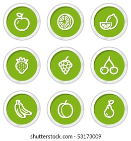 Fruits web icons, green circle buttons