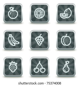 Fruits web icons , grey square buttons