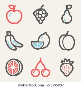 Fruits web icons, square buttons