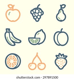 Fruits web icons, square buttons