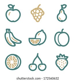 Fruits web icons, two color series