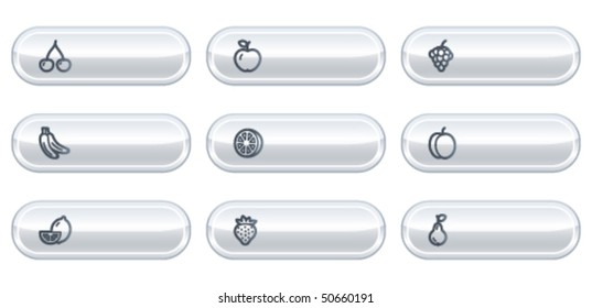 Fruits web icons, white  buttons with copyspace