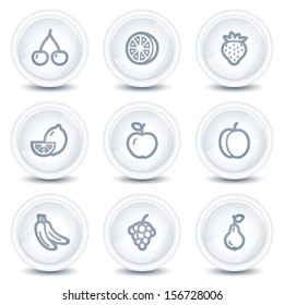 Fruits web icons , white glossy circle buttons