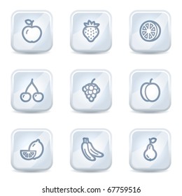 Fruits web icons, white glossy buttons