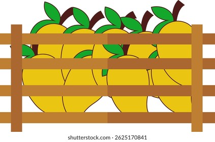 Fruits In Wooden Box Illustration