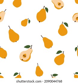 Fruits of yellow pears. Seamless pattern, vector illustration