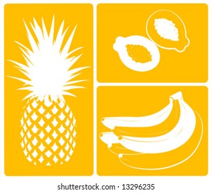 Fruits in yellow. Vector illustration.