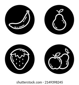 Fruits_glyph Flat Icon Set Isolated On White Background