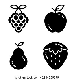 Fruits_glyph_2 Flat Icon Set Isolated On White Background