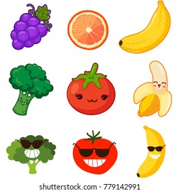 Fruits/vegetables cartoon set