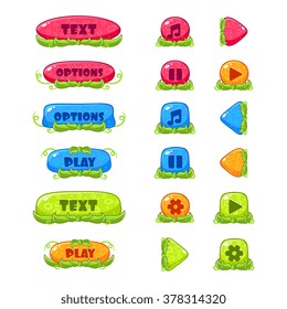 Fruity Cartoon Buttons bright color, Vector Collection