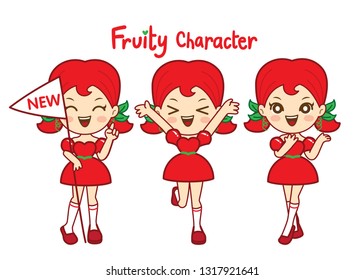 Fruity Character so cute.It is character for fruit product.Tomato concept.