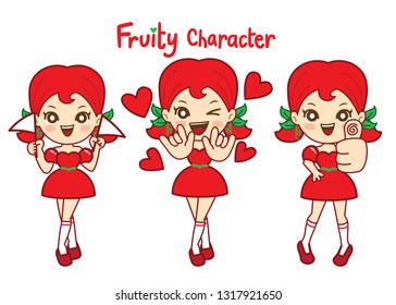 Fruity Character so cute.It is character for fruit product.Tomato concept.