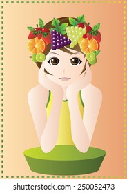 fruity girl vector cartoon