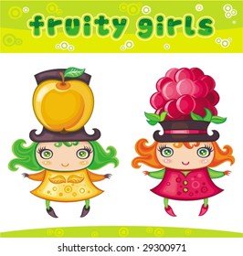 Fruity girls series 5: apple, raspberry.  To more fruity girls, please VISIT MY PORTFOLIO