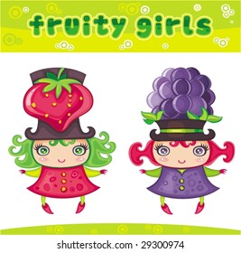 Fruity girls series 6: strawberry, blackberry.  To more fruity girls, please VISIT MY PORTFOLIO