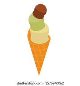 Fruity ice cream icon. Isometric of fruity ice cream vector icon for web design isolated on white background
