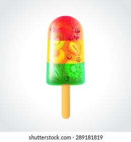 Fruity ice cream isolated photo realistic vector illustration