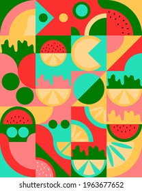 Fruity Juicy Background Design With Summer Vibes Color Theme. Suitable for background, template, book cover, textile design, wallpaper, wall decorations, ornament and other purposes