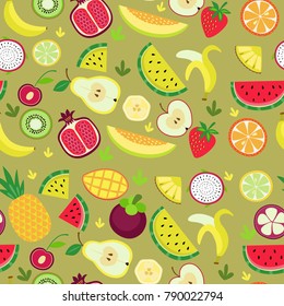 Fruity pattern on a colored background