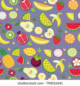 fruity pattern on a violet background