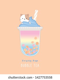 Fruity Pop Bubble Tea, cute illustration