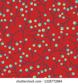 Fruity Red Holiday Berries Vector Seamless Pattern