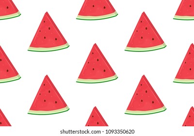 Fruity seamless vector illustration pattern. Slices of watermelon.