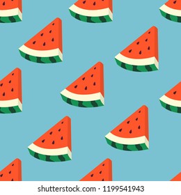 Fruity seamless vector pattern with pieces watermelon