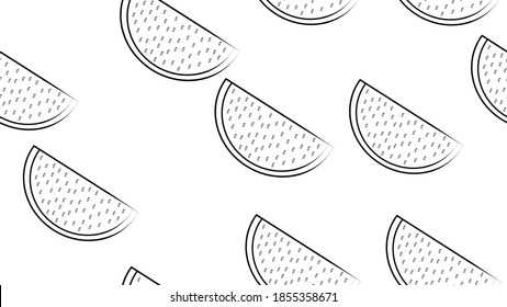 Fruity seamless vector pattern with watercolor paint textured watermelon pieces.