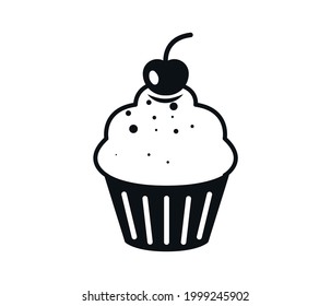 Fruity sweet tart, symbol of sweet baked cake, on white background. Bakery shop sign for mobile concept and web design. vector graphics

