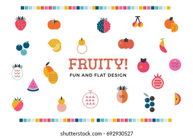 Fruity! Vectored Fruits Objects Collection, Organic Fruits Icon Set