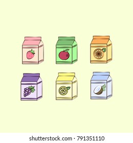 Fruity youghurt , fruity juice packages elements illustration