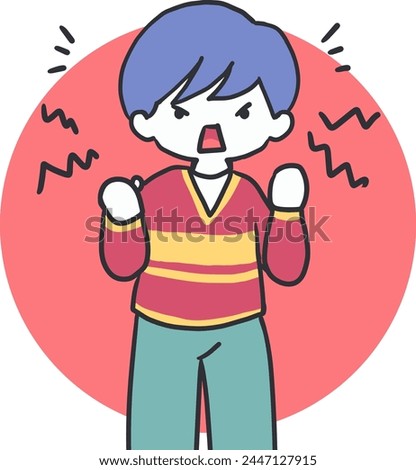 Frustrated Boy Expressing Anger Vector Illustration. Ideal choice for projects aiming to address emotional intelligence, conflict resolution, or simply to add a touch of realism to any creative work