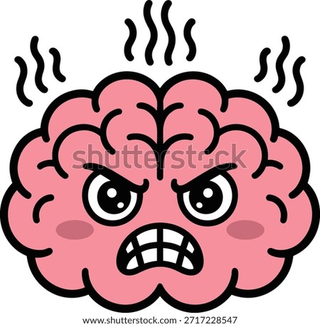 Frustrated brain with clenched teeth representing anger, stress, irritation, annoyance, tension, problem solving and cognitive issue.