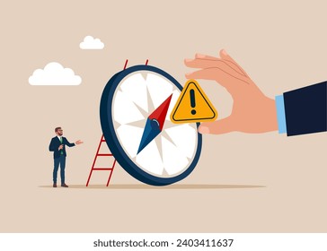 Frustrated business plan or problem. Danger. Lost direction. Vector illustration.