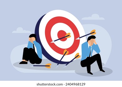 Frustrated business team after missing target 2d flat vector illustration