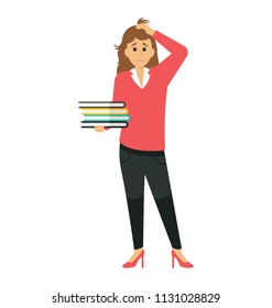 
Frustrated business woman due to workload 
