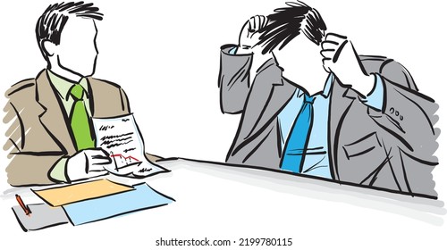 frustrated businessman business bad news man showing chart vector illustration