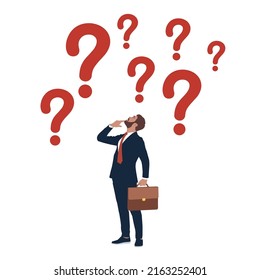 1,081 Thinking man with many question marks Images, Stock Photos ...