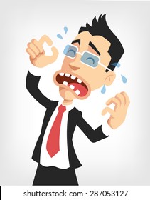 Frustrated businessman. Vector flat illustration