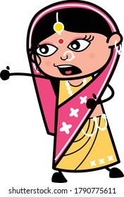 Frustrated Cartoon Indian Woman yelling Design Illustration