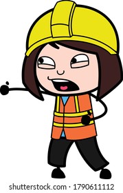 Frustrated Cartoon Lady Engineer yelling