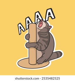 Frustrated Cat Meme Sticker Vector Cute Illustration