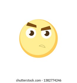 Frustrated character flat style emoji smile icon. Vector emoticon face