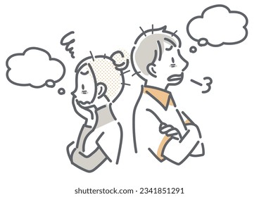 frustrated couple, simple and cute illustration