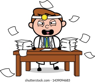 Frustrated Doctor - Professional Cartoon Doctor Vector Illustration