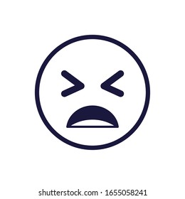 Frustrated emoji face flat style icon design, Cartoon expression cute emoticon character profile facial toy adorable and social media theme Vector illustration
