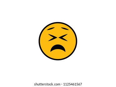 Frustrated emoji yellow emoticon sad face expression vector emotion angry