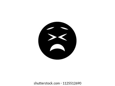Frustrated emoticon. vector illustration facial expression.